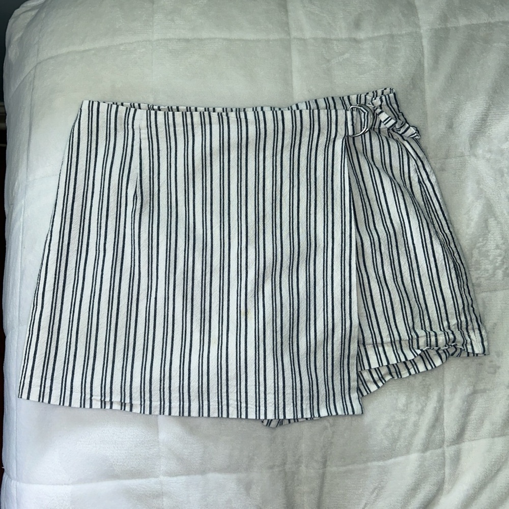 Blue and white striped skort